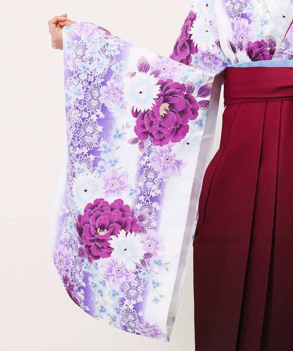 卒業式袴レンタル | 万華紫苑 赤紫暈し刺繍