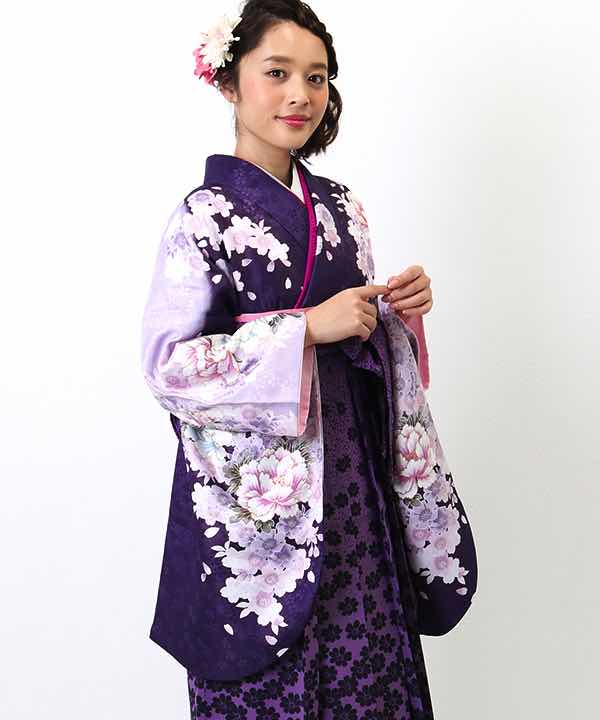 袴　卒業式　紫　ぼかし　花　新品
