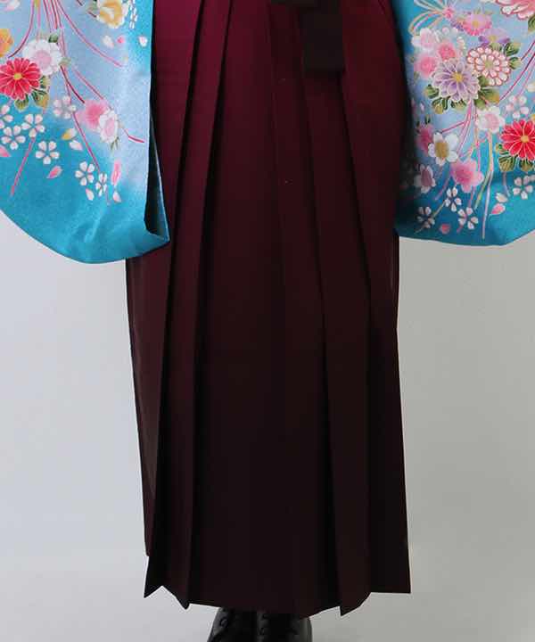 卒業式袴レンタル | 水色地に桜と水引 暈し入り赤紫袴