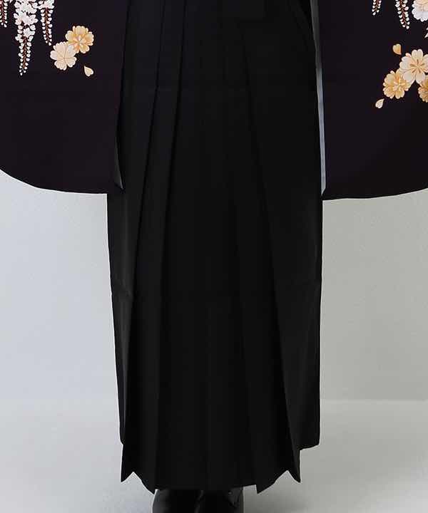 卒業式袴レンタル | 濃紫地に桜と藤の花 黒袴