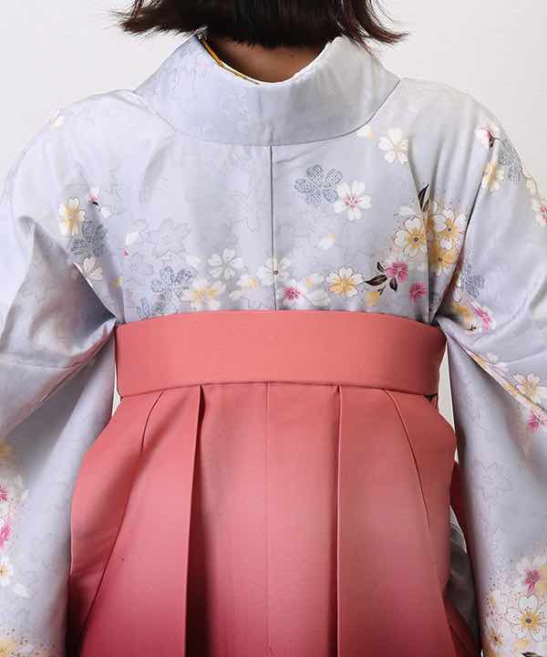 卒業式袴レンタル | 薄紫地に桜の花 暈し入り臙脂袴