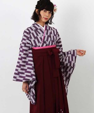 卒業式袴 | 紫 小矢絣 刺繍入り臙脂袴
