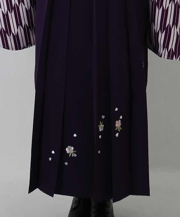 卒業式袴レンタル | 紫 小矢絣 刺繍入り紺袴