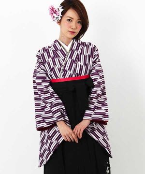 卒業式袴 | 紫 小矢絣 刺繍入り黒袴