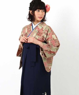 卒業式袴(アンティーク)  | 窓から見える桜 刺繍入り紺袴