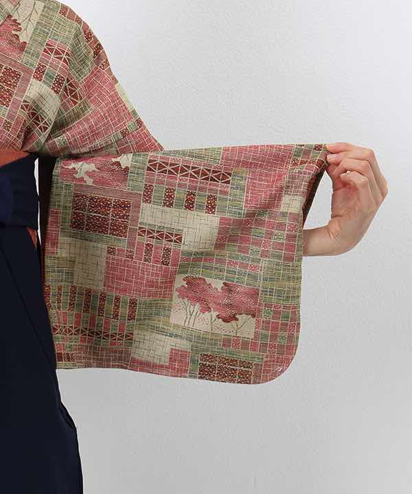 卒業式袴(アンティーク) レンタル | 窓から見える桜 刺繍入り紺袴