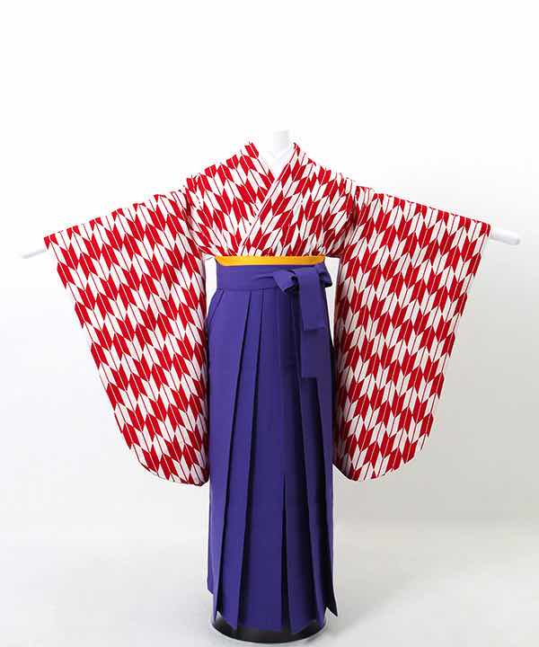 卒業式袴(小学生用)レンタル | 赤 小矢絣 紫袴