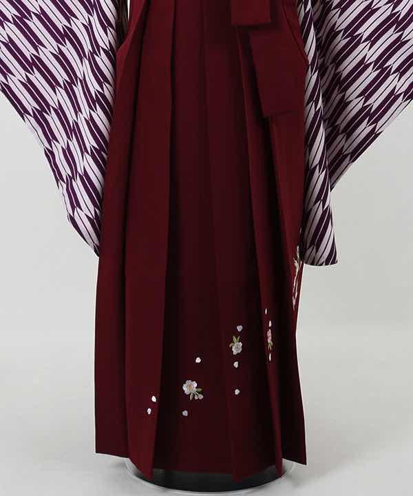卒業式袴(小学生用)レンタル | 紫 小矢絣 刺繍入り臙脂袴