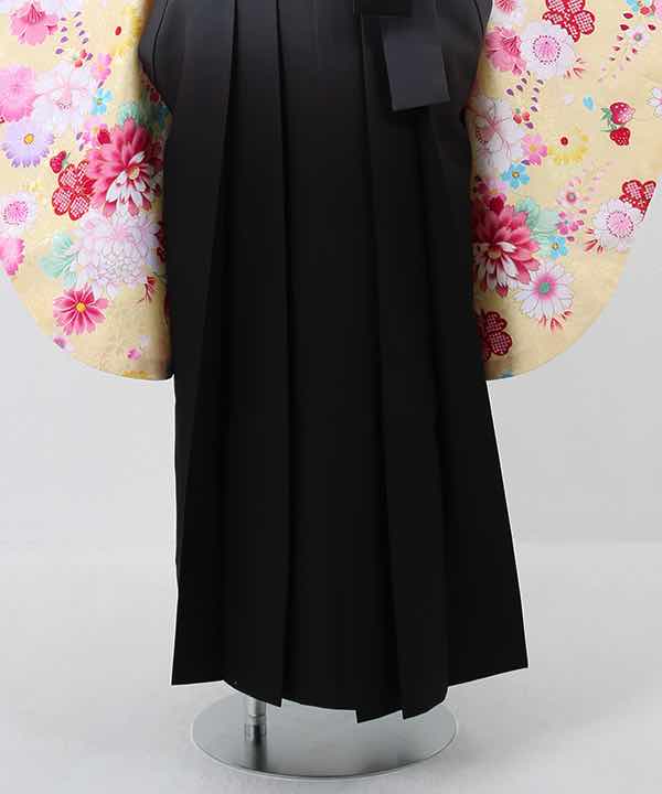 卒業式袴(小学生用)レンタル | クリーム地に桜と菊 灰暈し黒袴