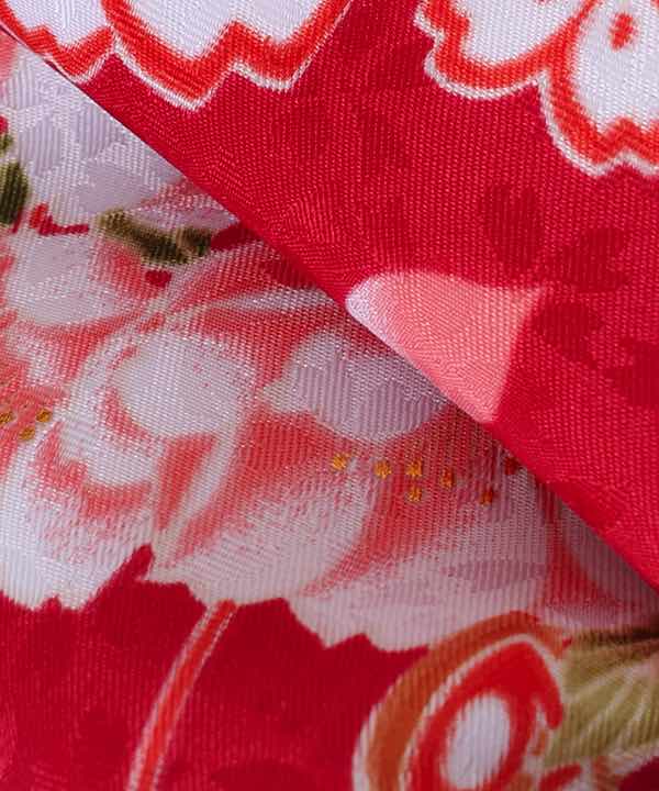 卒業式袴(小学生用)レンタル | 赤地に桜の花丸文と蝶 辛子色袴