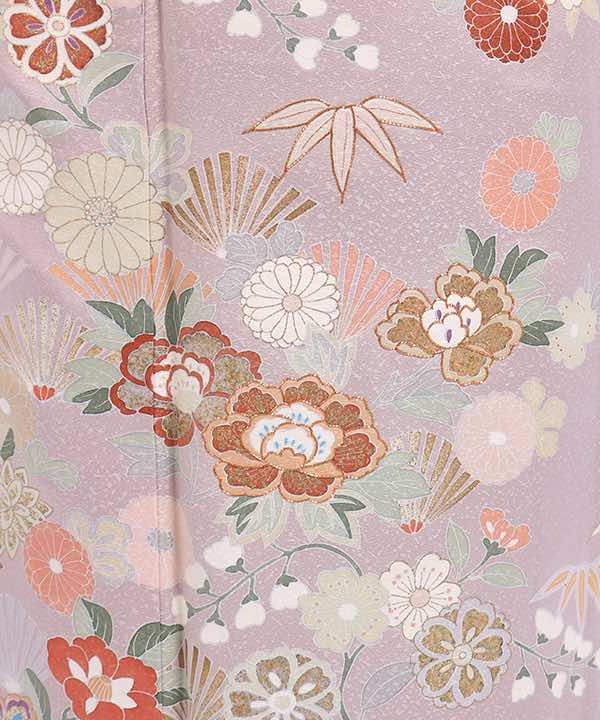 訪問着レンタル | 正絹 ピンクベージュ地に菊と笹と松