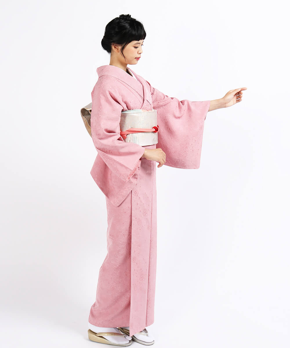 最高品質の 正絹 色無地 一つ紋付き 新品未使用 ピンク しつけ付き - 着物 - alrc.asia