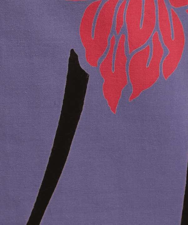 浴衣レンタル 青紫地に百合模様 赤 紫 黒地に桜文様の帯 Hataori ハタオリ