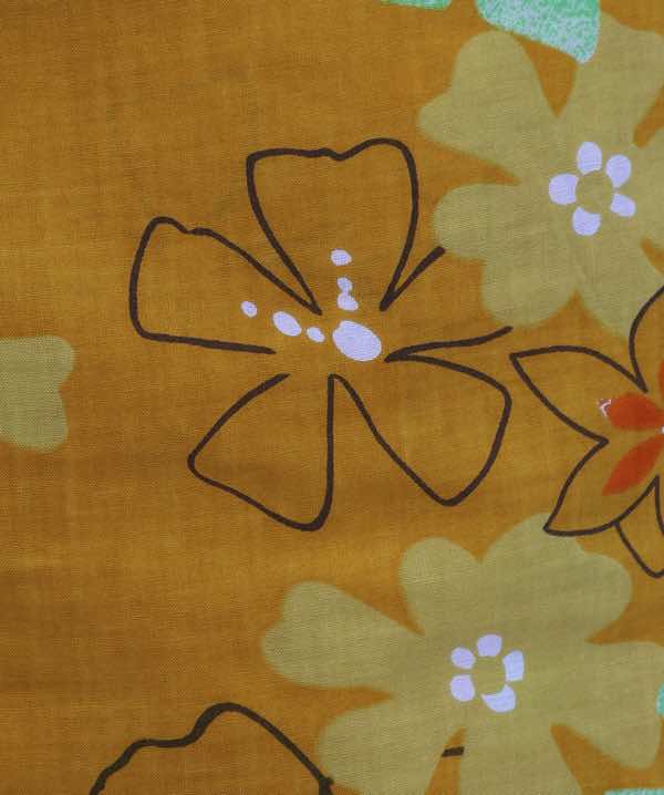 浴衣レンタル | 濃黄色地にポップな花模様 橙×黄色地の帯