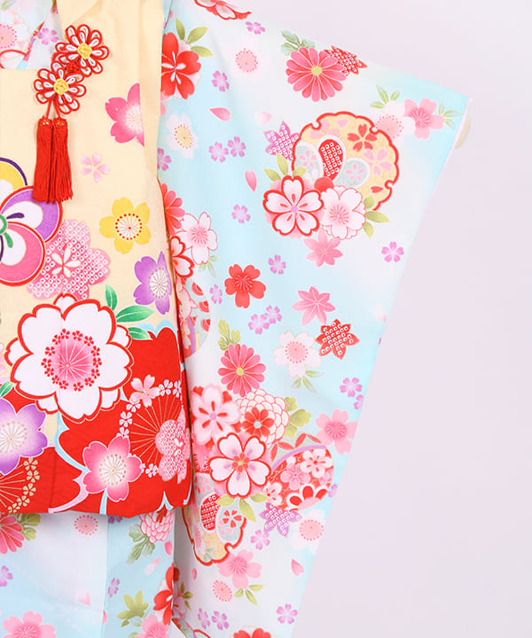 七五三(三歳女の子)レンタル | 水色に桜と雪輪