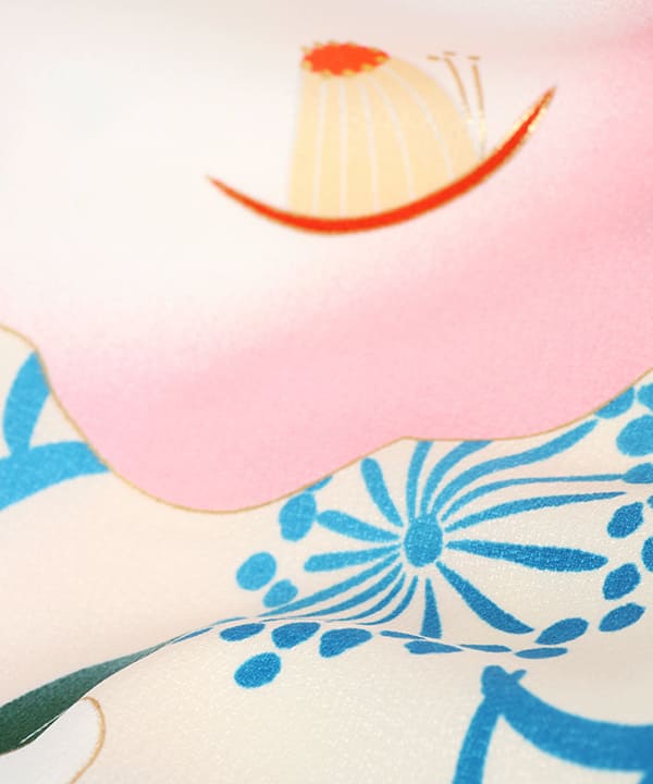 七五三(三歳女の子)レンタル | 水色の花地紋に椿