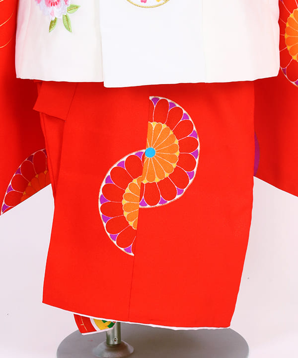 七五三(三歳女の子)レンタル | 赤地に丸い古典模様
