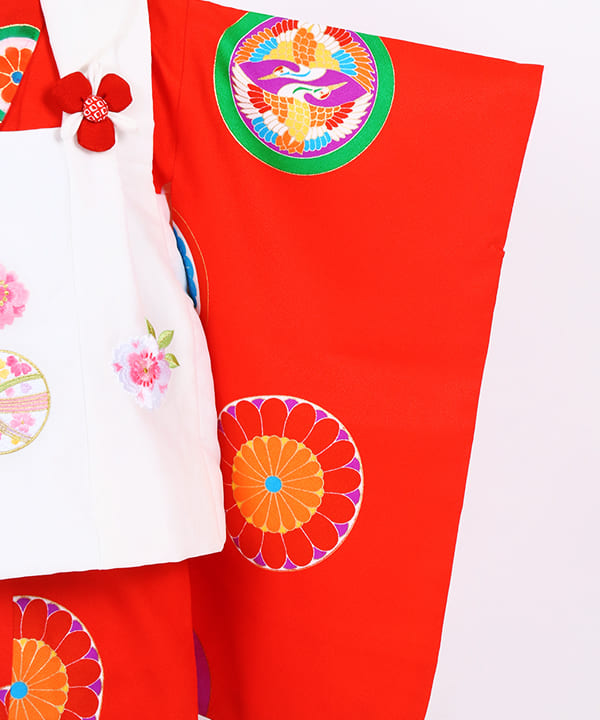 七五三(三歳女の子)レンタル | 赤地に丸い古典模様
