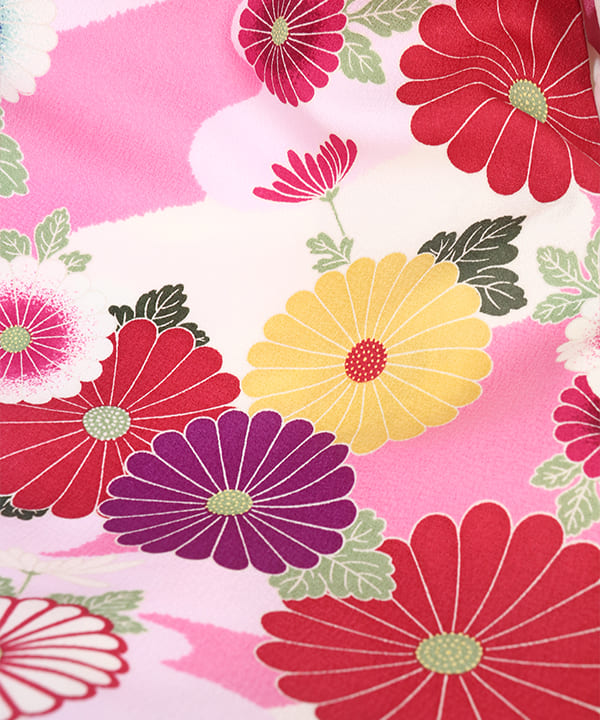 七五三(三歳女の子)レンタル | ピンク地に菊と花合せ 鞠の被布