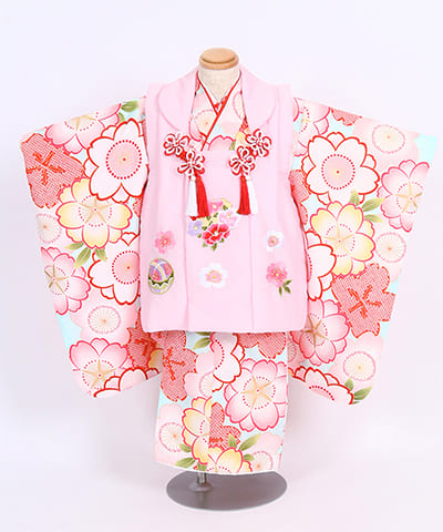 七五三(三歳女の子)レンタル | ピンク地に大きな桜