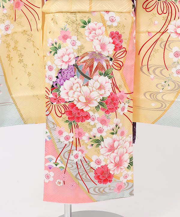 七五三(七歳)レンタル | 正絹 パステルイエロー 優美な枝垂れ桜