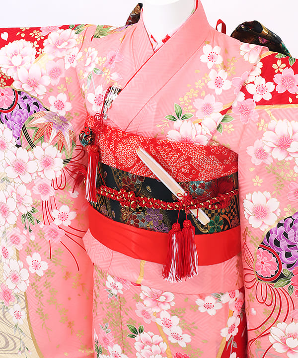七五三(七歳)レンタル | 正絹 サーモンピンク 優美な枝垂れ桜