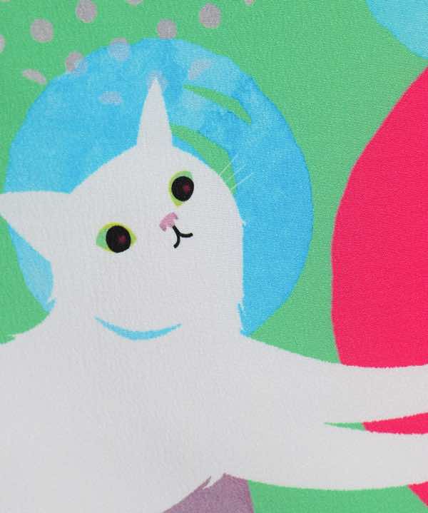 卒業式袴 レンタル | 【HAO】白い猫と○ グリーン