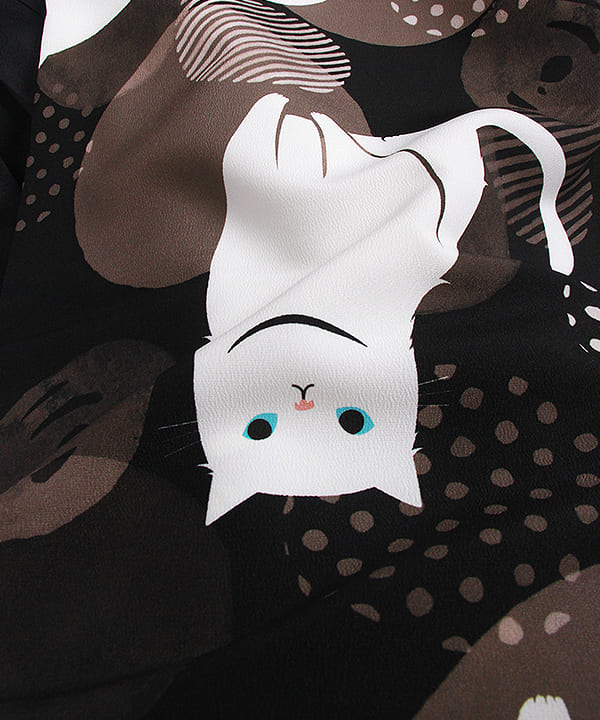 卒業式袴レンタル | 【HAO】白い猫と○ 黒