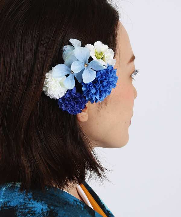 髪飾りレンタル | 青マムと淡空ハイドランジア