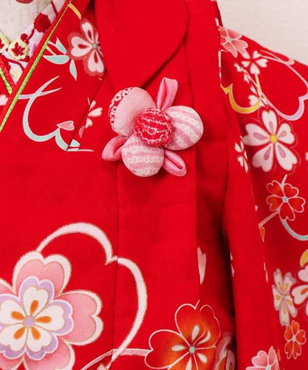 七五三(三歳)レンタル | 桜のモチーフ 赤とピンクの被布(3R-6)