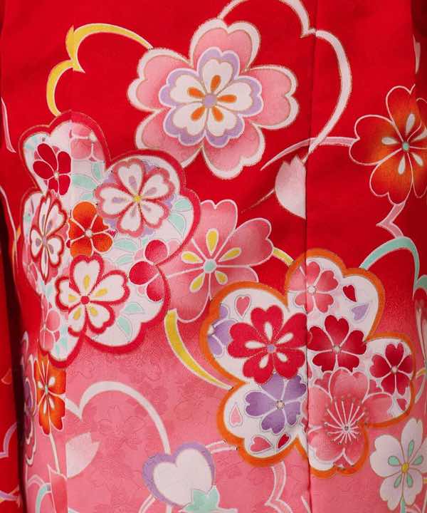 七五三(三歳)レンタル | 桜のモチーフ 赤とピンクの被布(3R-6)