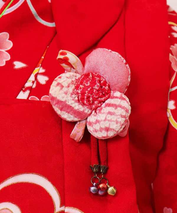 七五三(三歳)レンタル | 桜のモチーフ 赤とピンクの被布(3R-7)