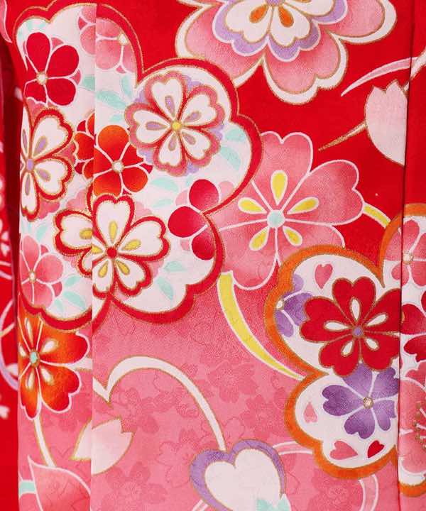 七五三(三歳)レンタル | 桜のモチーフ 赤とピンクの被布(3R-7)