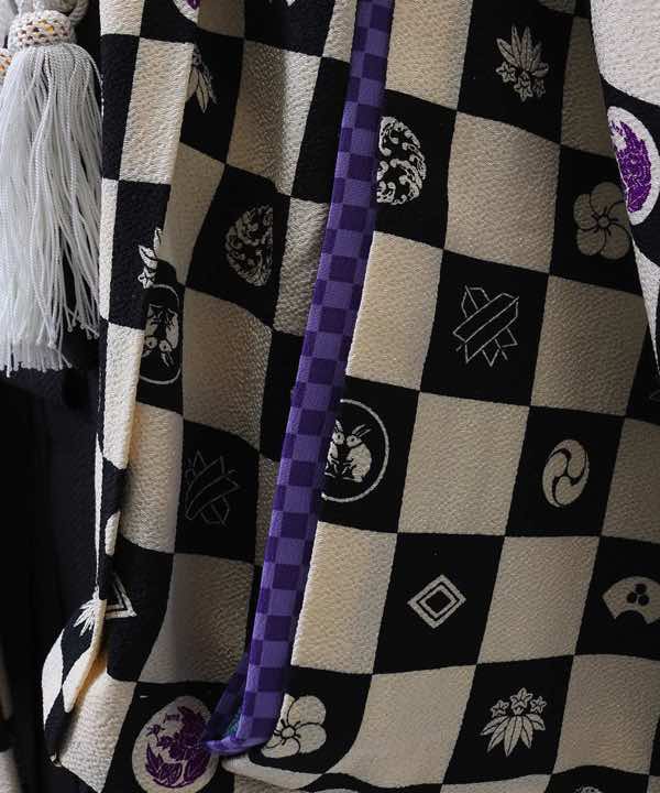 七五三(五歳)レンタル | ジャパンスタイル 白黒市松に空色の着物