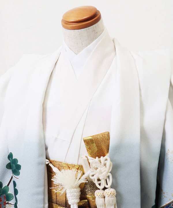 七五三(五歳)レンタル | 白地 松と小槌と大兜 金の亀甲紋袴
