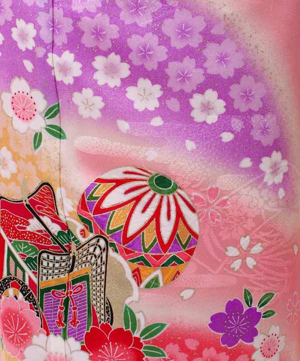 七五三(七歳)レンタル | 正絹 ピンクに三色の桜 古典柄 | hataori 