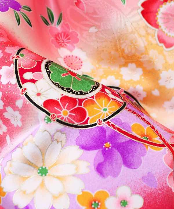 七五三(七歳)レンタル | 正絹 ピンクに三色の桜 古典柄 | hataori 