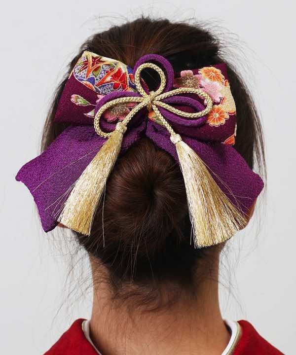 髪飾りレンタル | 金と紫の和風リボン | hataori(ハタオリ)