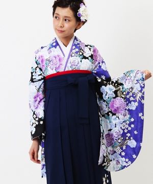 卒業式袴 | 青藍百花と藤桜流