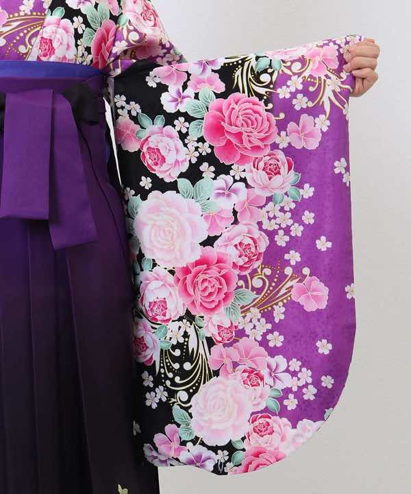 卒業式袴レンタル | 黒紅紫と花結び