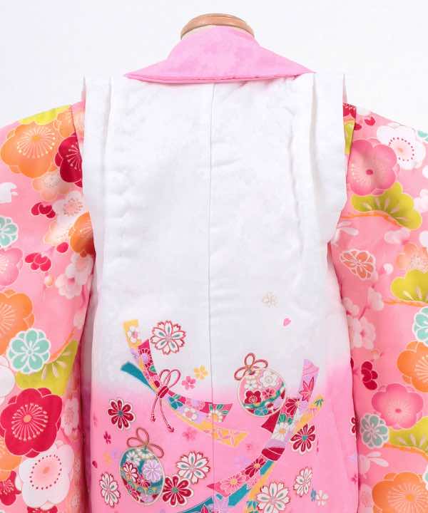 七五三(三歳)レンタル | ピンク地に梅と松 白×ピンク被布