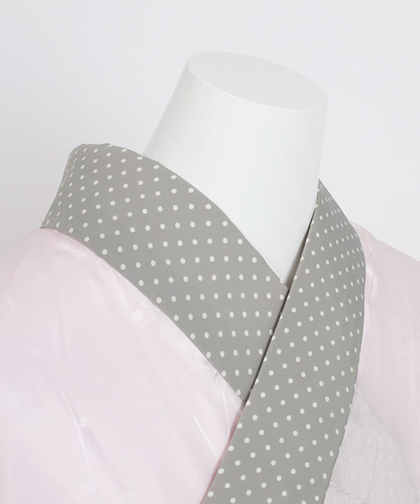 デザイン半衿付き長襦袢レンタル | グレー水玉模様 (袖丈76cm)