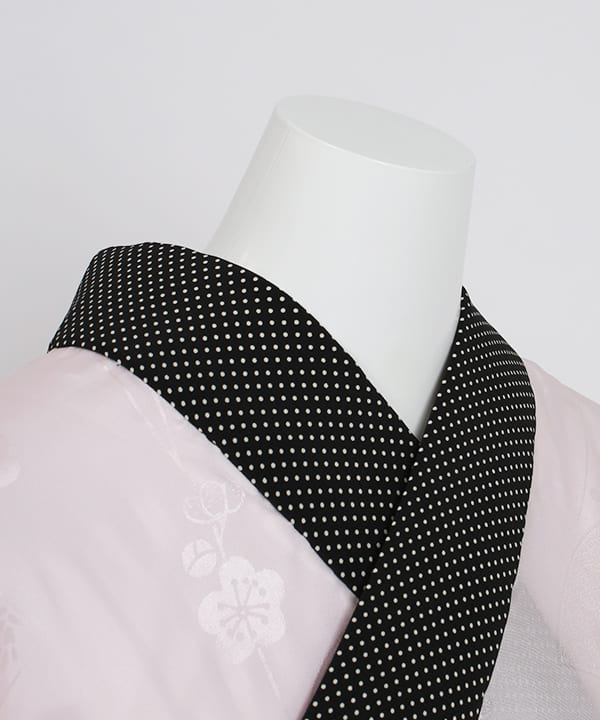 デザイン半衿付き長襦袢レンタル | 黒に水玉模様 (袖丈76cm)
