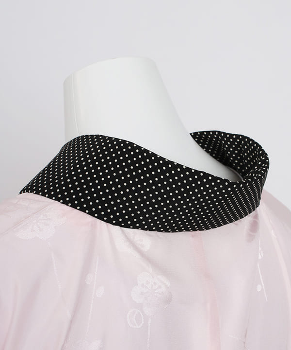 デザイン半衿付き長襦袢レンタル | 黒に水玉模様 (袖丈76cm)