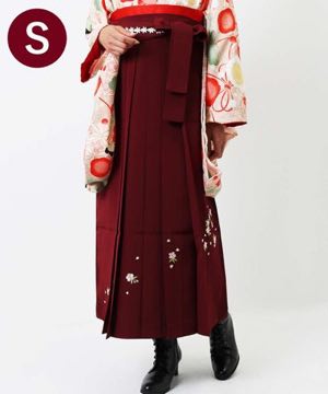 袴(単品) | 臙脂桜刺繍 袴紐にレース刺繍 Sサイズ
