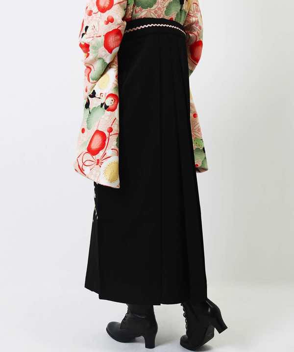 袴(単品)レンタル | 漆黒桜刺繍 袴紐にデザイン Sサイズ