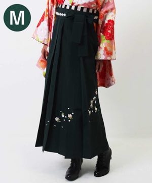 袴(単品) | 深緑桜刺繍 袴紐にレース Mサイズ