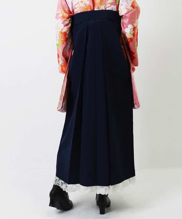 袴(単品)レンタル | 紺色桜刺繍 裾に白のレース Mサイズ