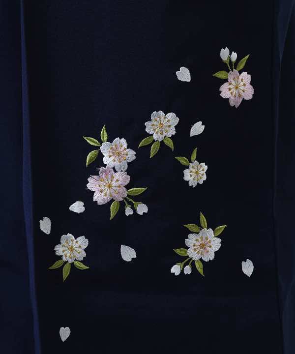 袴(単品)レンタル | 紺色桜刺繍 裾に白のレース Mサイズ