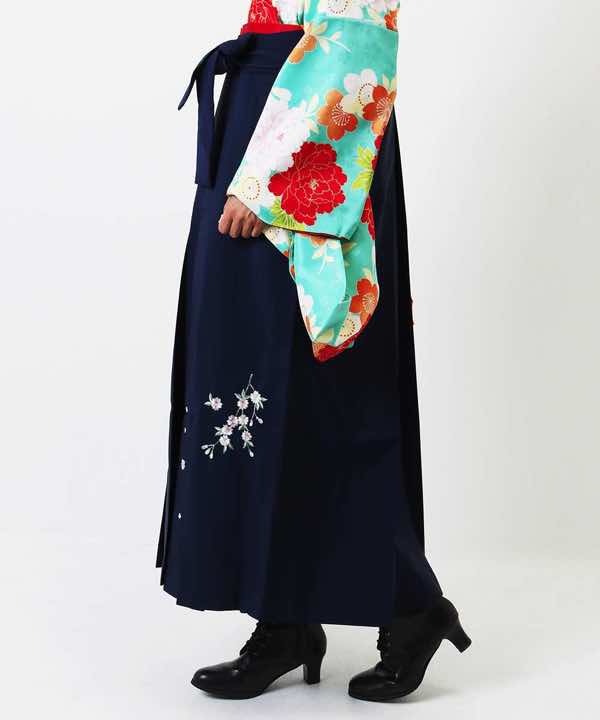 袴(単品)レンタル | 紺色無地 枝付き桜刺繍 Lサイズ